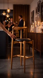 Koç Başı Ahşap Bar Sandalyesi - Görsel 4